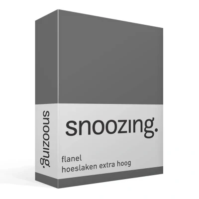 Afbeelding van Snoozing Flanel Hoeslaken Tweepersoons Extra Hoog 120x200 cm Antraciet