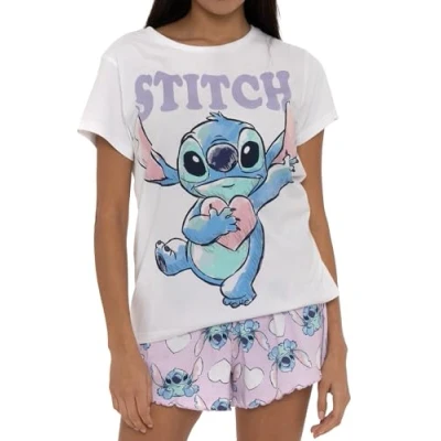 Afbeelding van Disney Damespyjama&#039;s Stitch Lilo En Korte Pyjama&#039;s Voor Vrouwen Wit Small