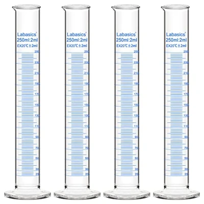 Afbeelding van Labasics 4 Pack Borosilicaat Glas 250 ml Zwaarwandige Maatcilinder Gegradueerde Cilinder