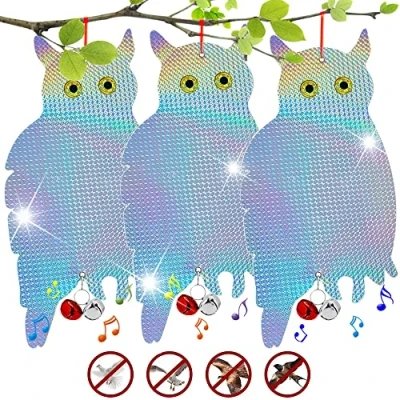 Afbeelding van MEISHANG Vogelafweer, reflecterende uil, vogelverschrikker, balkon, hangende vogelafweer