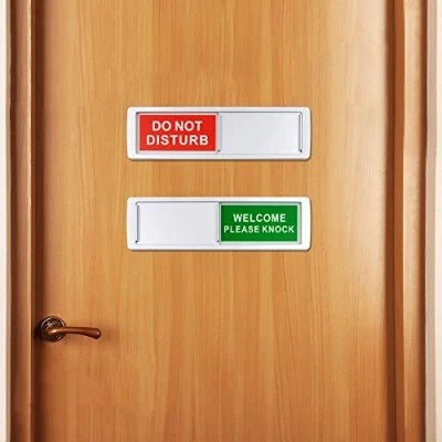 Afbeelding van 2 stuks privacybord, niet storen welkomstbord, klop alsjeblieft teken, 17,5 x 5,5 cm bord voor kantoor, thuis, conferentie, schuifdeur indicatorbord