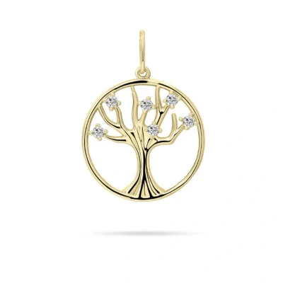 Afbeelding van Schitterende 14 Karaat Gouden Halsketting met Hanger Levensboom Zirkonia