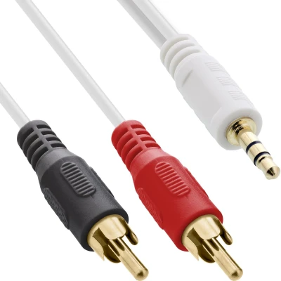 Afbeelding van InLine witte 3,5mm Jack tulp stereo 2RCA kabel met vergulde contacten 10 meter