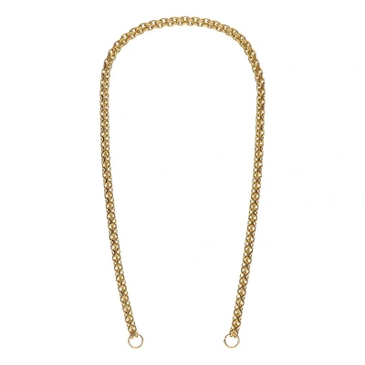 Afbeelding van Lucardi Dames Stalen goldplated bedel Ketting platte schakel dubbel Staal Goudkleurig 40 cm
