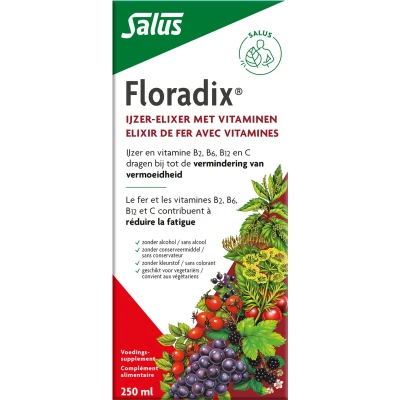 Afbeelding van Salus Floradix Ijzer Elixer Mineralen Bij Vermoeidheid Met vitamine V Vloeibaar 250 ml
