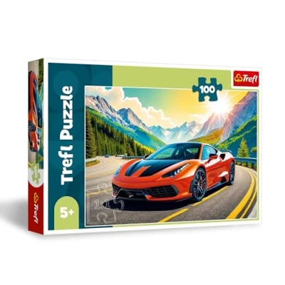 Afbeelding van Trefl Race tegen de klok Puzzel met 100 Stukjes Legpuzzel Voertuigen, Creatief Vermaak, Leuk voor Kinderen vanaf 5 jaar