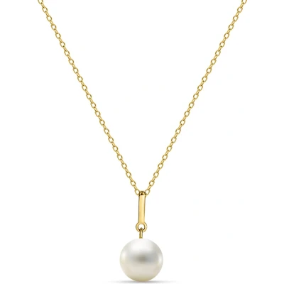 Afbeelding van Miore Gouden Parel Ketting met Hanger Dames 14 karaat Goud Conflictvrije Diamanten Halsketting Handgemaakte Hoogwaardige Sieraden