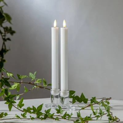 Afbeelding van Star Trading LED kaars Flame Stripe set van 2 gemaakt was, wit