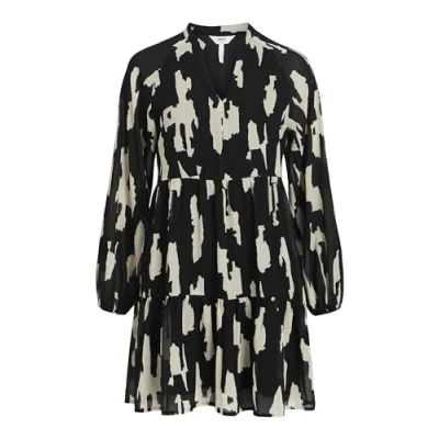 Afbeelding van OBJECT jurk OBJMILA van gerecycled polyester zwart/wit