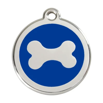 Afbeelding van Bone navy roestvrijstalen hondenpenning large/groot dia. 3,8 cm RedDingo