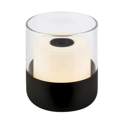 Afbeelding van BRILONER Mini led tafellamp, draadloos met glas, dimbaar bedlampje touch, bureaulamp, leeslamp, tafellamp voor buiten en binnen, campinglamp, warm wit licht, 9 x 10 cm, zwart