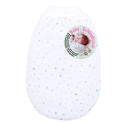 Afbeelding van babybay Slipzak wit geappliqueerde ster groot azuurblauw
