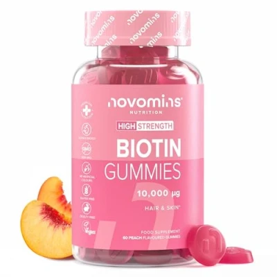 Afbeelding van Biotine gummies 10.000 mcg 2 maanden levering Haar vitaminen Veganistisch kauwbare Anti haaruitval en dunner worden Supplement voor haargroei Gemaakt door Novomins
