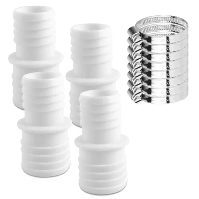 Afbeelding van Riisoyu Slangverbinderadapter, 32 mm naar 38 mm, dubbele slangtule, zwembadslangadapter met 8 stuks slangklemmen, 2 weg zwembadslangadapter, vervanging