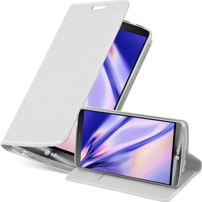 Afbeelding van Cadorabo Hoesje geschikt voor LG G3 in CLASSY ZILVER Beschermhoes met magnetische sluiting, standfunctie en kaartvakje Book Case Cover Etui