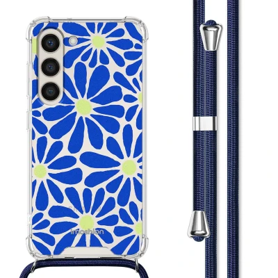 Afbeelding van Samsung Galaxy S23 Hoesje Kunststof iMoshion Softcase/Koordhoesje/Backcover Cobalt Blue Flowers Connect Telefoonhoesje