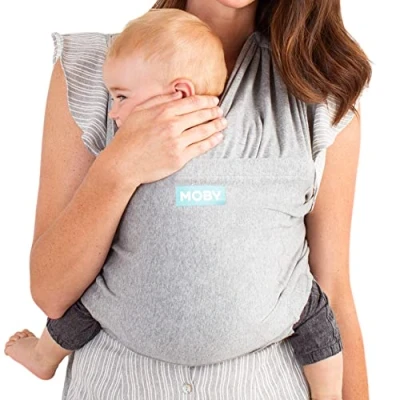 Afbeelding van Moby Fit Baby Carrier Wrap Ondersteuning en in One voor moeders, vaders verzorgers Ontworpen pasgeborenen, baby&#039;s peuters Houder kan tot 33 lbs dragen Grijs