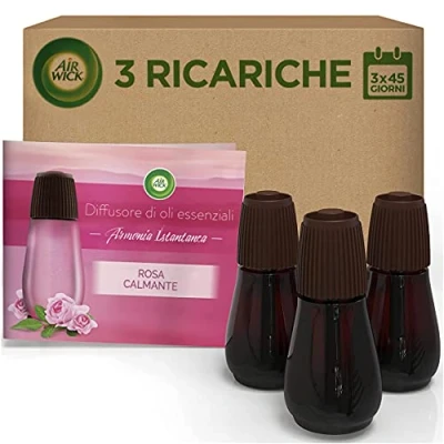 Afbeelding van Air Wick Aroma olie flacon geurolie navulling set voor de diffuser geur: kalmerende roos 3 x 20 ml etherische