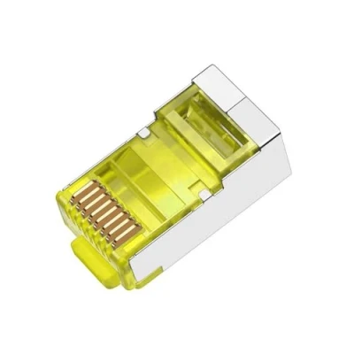 Afbeelding van 50 Pcs Cat6 RJ45 Color Connectors, Plugs, Metal Shielded Ends FTP 8P8C Modular Network Plug Connector, Yellow