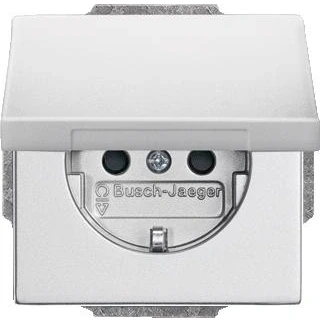 Afbeelding van Abb busch jaeger future linear thermoplast inbouw 1 voudige wcd met randaarde centraalplaat steekklem klapdeksel ral9006 2cka002018a1487