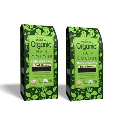 Afbeelding van Radico COLOUR ME ORGANIC Dark Brown/Donkerbruin 100% Natuurlijke BIO 9 Kruiden Henna Haarverf Zonder Ammoniak PPD PTD met ECOCERT, HALAL, VEGAN 200g