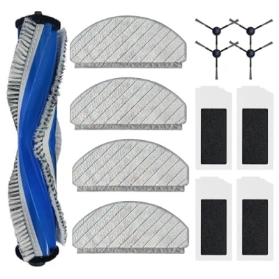 Afbeelding van 17 stuks N20 Pro Plus accessoireset voor Ecovacs Deebot robotstofzuiger, 1 hoofdborstel, 4 reinigingsdoeken, filters, zijborstels