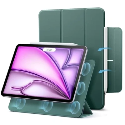 Afbeelding van ESR beschermhoes voor iPad Air 13 inch M2 2024, Pro 12,9 (2022/2021/2020), magnetische met trifold houder, magneetsluiting, penhouder Pencil Pro/Pencil USB C, automatische