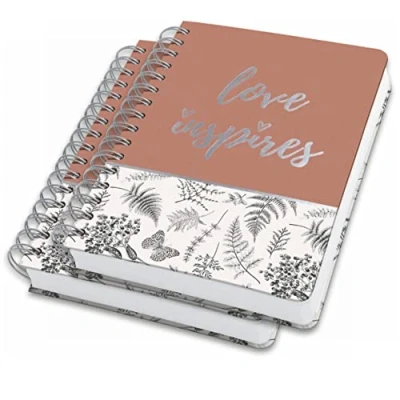 Afbeelding van SIGEL JN605 Spiral notitieboek premium A5, gestippeld, hardover, bloemenpatroon, zwart/beige/bruin, 2 stuks Jolie