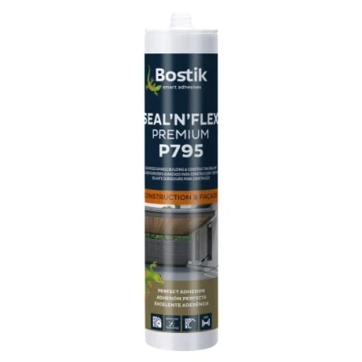 Afbeelding van BOSTIK P795 Premium polyurethaan afdichtmiddel, veelzijdig inzetbaar, voor professioneel gebruik, lijm en elastische afdichting, waterdicht, binnen buiten, patroon, 300 ml