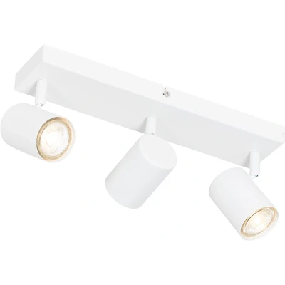 Afbeelding van QAZQA Moderne plafondlamp wit 3 lichts verstelbaar rechthoekig