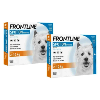 Afbeelding van 2x Frontline Spot On Anti Vlooien en Teken Druppels Hond 2 10 kg 6 pipetten