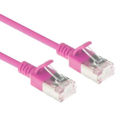 Afbeelding van ACT DC7403 LSZH U/FTP CAT6A Datacenter Slimline Patchkabel Snagless RJ45 Connectoren Roze 3 meter