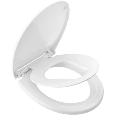 Afbeelding van Ram® Wit Softclose Familietoilet met Quick Release functie ingebouwde kinderzitje, kinderzindelijkheidstraining toiletbril verstelbare scharnieren, O vorm