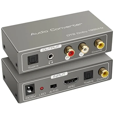 Afbeelding van HDMI ARC Adapter Digitale analoge converter audio extractor coaxiaal optisch naar SPDIF coaxiale optische cinch L/R stereo uitgang 3,5 mm voor versterker, soundbar, thuisbioscoopsysteem enz
