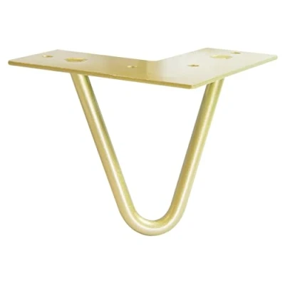Afbeelding van Wagner 12821801 Meubelpoot, hairpin leg in retrostijl, gepoedercoat staal, goudkleurig, 12 x 10 cm, conisch/schuin verlopend, geïntegreerde aanschroefplaat