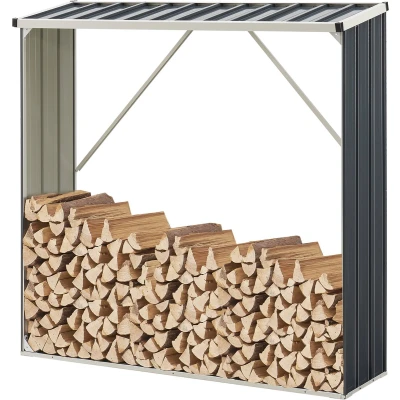 Afbeelding van Stalen brandhout rek Kalmar houtopslag 155x45x157 cm antraciet