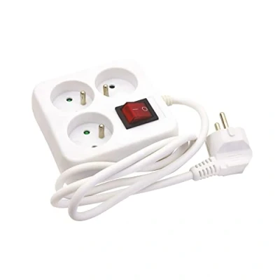 Afbeelding van Stekkerdoos, 3 stopcontacten, 16 A, aarding, met schakelaar, kabel, 4 m