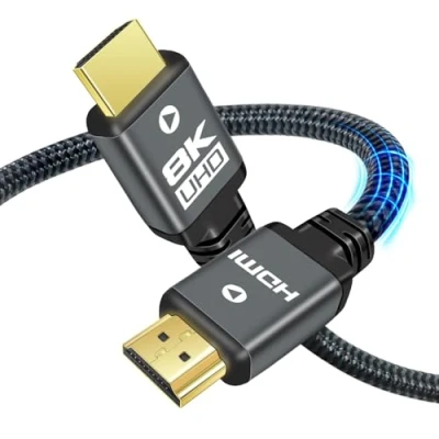 Afbeelding van Yauhody HDMI 2.1 Kabel 6m, 8K 48Gbps Ultra High Speed Nylon Gevlochten Cable 10K 60Hz, 4K 120Hz 144Hz, eARC, HDCP 2.2 en 2.3, Dynamische HDR, 3D compatibele TV, PS5, Switch, PC, X box