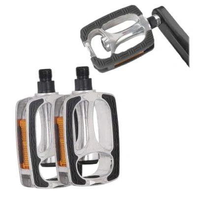 Afbeelding van Fietsplatformpedalen Classic voor city/trekking, aluminiumlegering, platformpedalen, zwart met antislip, vaste pedalen van rubber, fietspedalen reflectoren, industriële kogellagers