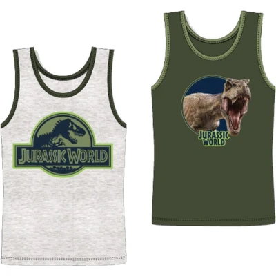 Afbeelding van 2 pack Jongens onderhemden Jurassic World Grijs/Groen Maat 110/116