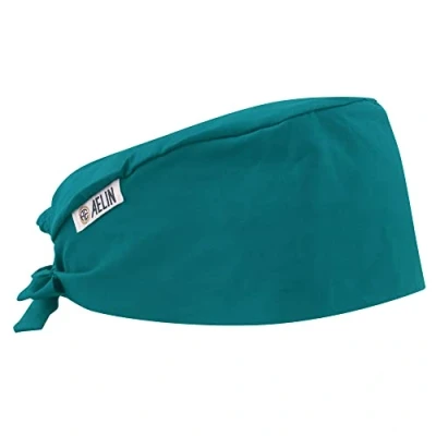 Afbeelding van Chirurgische muts, Uniseks, Medisch katoen, Medische muts Kort haar (Blauw turquoise)