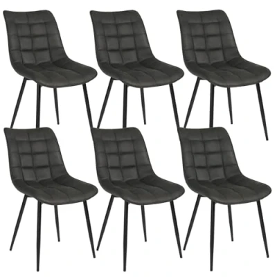 Afbeelding van WOLTU 6 X Eetkamerstoel Moderne Design Stoel Goed Gevoerde Wetenschap Stof Zitting Metalen Frame,Antraciet BH247an