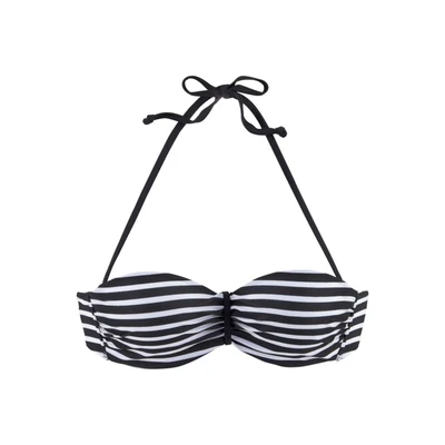 Afbeelding van Venice Beach Wirebandeau Bikinitop, Dames, Maat: 42xB, Schwarz weiß gestreift