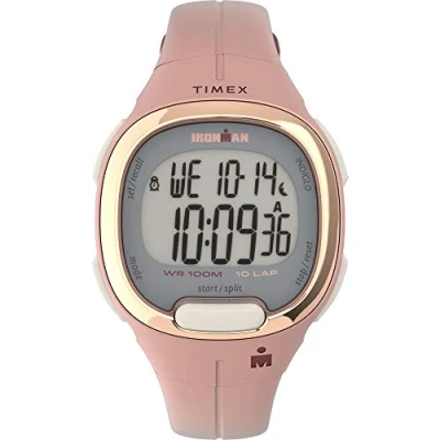 Afbeelding van Timex Ironman Transit 33mm dameshorloge met roze/roségoudkleurige harsband TW5M35000