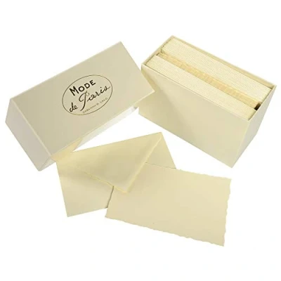 Afbeelding van Lalo 92316L kaarten geschenkdoos Mode de Paris (25% haders met 30 Vergé papier 300 g, 97 x 152 mm, ivoor, middeleeuwse Vergérand, rubberen enveloppen, 100 159 1 stuks)