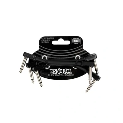Afbeelding van Ernie Ball Flex Patchkabel 3&quot; Zwart 3 Pack
