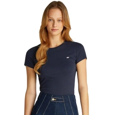 Afbeelding van Tommy Jeans SLIM C NECK TEE Tshirt basic, Dames, Maat: 42, Dark night navy