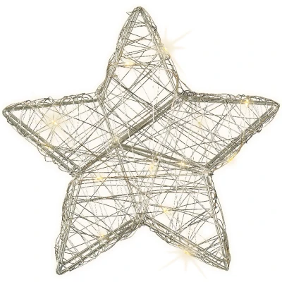 Afbeelding van Micro LED Kerstster Draad Zilver ø20 cm kerstverlichting