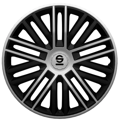 Afbeelding van Sparco 4 Delige Wieldoppenset Bergamo 15 inch zwart/zilver
