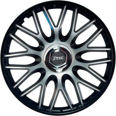 Afbeelding van J Tec 4 Delige Wieldoppenset Orden 16 inch zwart + chroom ring